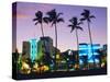 Ocean Drive Sunset, South Beach, Miami Beach, Florida, USA-Fraser Hall-Stretched Canvas