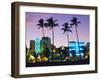 Ocean Drive Sunset, South Beach, Miami Beach, Florida, USA-Fraser Hall-Framed Photographic Print