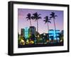 Ocean Drive Sunset, South Beach, Miami Beach, Florida, USA-Fraser Hall-Framed Photographic Print