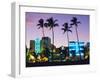 Ocean Drive Sunset, South Beach, Miami Beach, Florida, USA-Fraser Hall-Framed Photographic Print