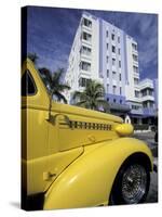 Ocean Drive with Classic Hot Rod, South Beach, Miami, Florida, USA-Robin Hill-Stretched Canvas
