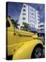 Ocean Drive with Classic Hot Rod, South Beach, Miami, Florida, USA-Robin Hill-Stretched Canvas