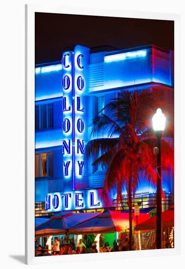Ocean Drive with the Colony Hotel by Night - Miami Beach - Florida - USA-Philippe Hugonnard-Framed Photographic Print