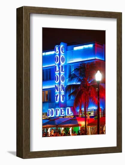 Ocean Drive with the Colony Hotel by Night - Miami Beach - Florida - USA-Philippe Hugonnard-Framed Photographic Print