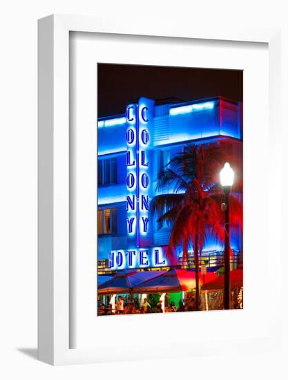 Ocean Drive with the Colony Hotel by Night - Miami Beach - Florida - USA-Philippe Hugonnard-Framed Photographic Print