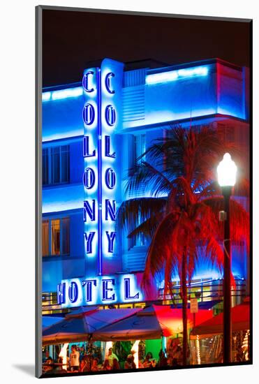 Ocean Drive with the Colony Hotel by Night - Miami Beach - Florida - USA-Philippe Hugonnard-Mounted Photographic Print