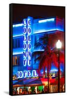 Ocean Drive with the Colony Hotel by Night - Miami Beach - Florida - USA-Philippe Hugonnard-Framed Stretched Canvas