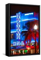 Ocean Drive with the Colony Hotel by Night - Miami Beach - Florida - USA-Philippe Hugonnard-Framed Stretched Canvas