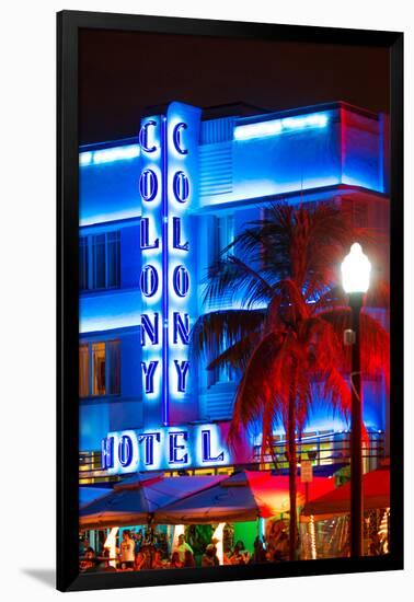 Ocean Drive with the Colony Hotel by Night - Miami Beach - Florida - USA-Philippe Hugonnard-Framed Premium Photographic Print