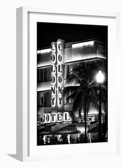 Ocean Drive with the Colony Hotel by Night - Miami Beach - Florida - USA-Philippe Hugonnard-Framed Premium Photographic Print