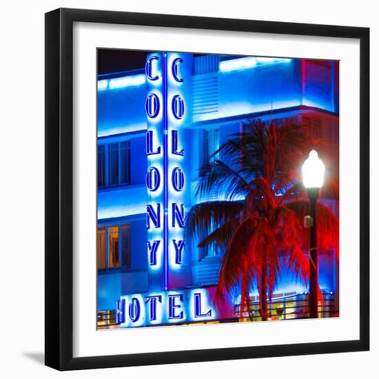 Ocean Drive with the Colony Hotel by Night - Miami Beach - Florida - USA-Philippe Hugonnard-Framed Photographic Print