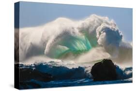 Ocean Explosion-Gigantic storm surf breaking off the Na Pali coast of Kauai, Hawaii-Mark A Johnson-Stretched Canvas