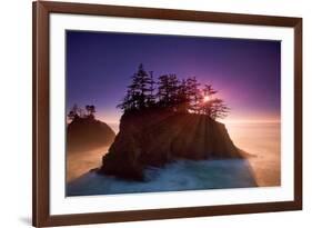 Ocean Island and Sunset-Lantern Press-Framed Art Print