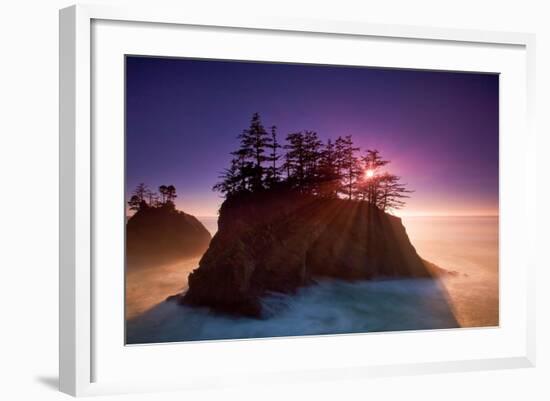 Ocean Island and Sunset-Lantern Press-Framed Art Print