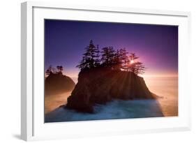 Ocean Island and Sunset-Lantern Press-Framed Art Print