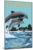 Ocean Isle - Calabash, North Carolina - Dolphins Jumping-Lantern Press-Mounted Art Print