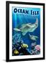 Ocean Isle - Calabash, North Carolina - Sea Turtle Swimming-Lantern Press-Framed Art Print
