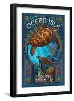 Ocean Isle, South Carolina - Sea Turtle Art Nouveau-Lantern Press-Framed Art Print