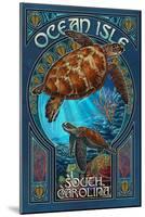 Ocean Isle, South Carolina - Sea Turtle Art Nouveau-Lantern Press-Mounted Art Print