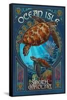 Ocean Isle, South Carolina - Sea Turtle Art Nouveau-Lantern Press-Framed Stretched Canvas