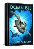Ocean Isle - South Carolina - Sea Turtle Diving-Lantern Press-Framed Stretched Canvas