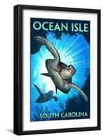 Ocean Isle - South Carolina - Sea Turtle Diving-Lantern Press-Framed Art Print