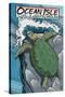 Ocean Isle, South Carolina - Sea Turtles Woodblock Print-Lantern Press-Stretched Canvas