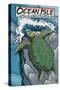 Ocean Isle, South Carolina - Sea Turtles Woodblock Print-Lantern Press-Stretched Canvas