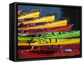 Ocean Kayaks, Rockport Harbour, Rockport, Cape Ann, Massachusetts, USA-Walter Bibikow-Framed Stretched Canvas