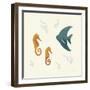 Ocean Life Seahorses-Becky Thorns-Framed Art Print