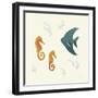 Ocean Life Seahorses-Becky Thorns-Framed Art Print