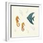 Ocean Life Seahorses-Becky Thorns-Framed Art Print