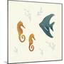 Ocean Life Seahorses-Becky Thorns-Mounted Art Print