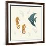 Ocean Life Seahorses-Becky Thorns-Framed Art Print