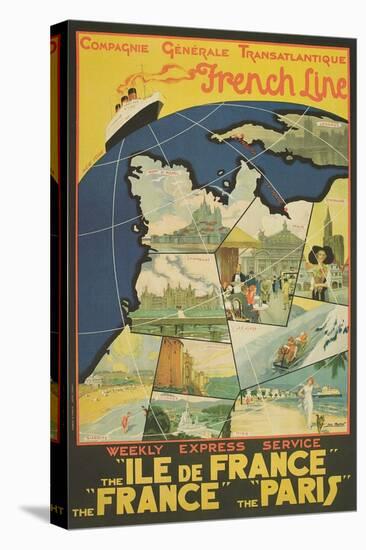 Ocean Liner Advertisement-null-Stretched Canvas