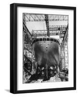 Ocean Liner America in Shipyard Prior to Launch-Alfred Eisenstaedt-Framed Photographic Print