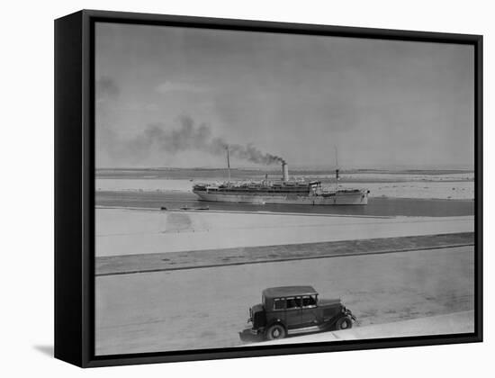 Ocean Liner Aquileia Passing Through the Suez Canal at Ismailia, Ca. 1935-null-Framed Stretched Canvas