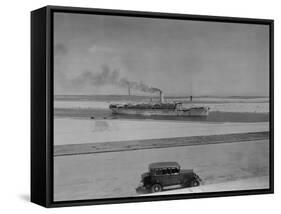 Ocean Liner Aquileia Passing Through the Suez Canal at Ismailia, Ca. 1935-null-Framed Stretched Canvas