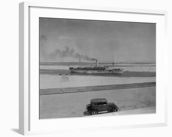 Ocean Liner Aquileia Passing Through the Suez Canal at Ismailia, Ca. 1935-null-Framed Photo