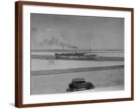 Ocean Liner Aquileia Passing Through the Suez Canal at Ismailia, Ca. 1935-null-Framed Photo