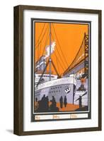 Ocean Liner by Bridge-null-Framed Art Print
