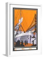 Ocean Liner by Bridge-null-Framed Art Print