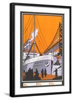 Ocean Liner by Bridge-null-Framed Art Print