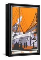 Ocean Liner by Bridge-null-Framed Stretched Canvas