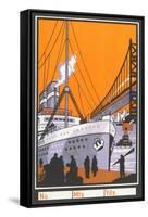 Ocean Liner by Bridge-null-Framed Stretched Canvas