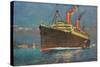 Ocean Liner Coming into Port-null-Stretched Canvas