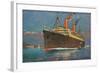 Ocean Liner Coming into Port-null-Framed Art Print