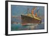 Ocean Liner Coming into Port-null-Framed Art Print