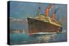 Ocean Liner Coming into Port-null-Stretched Canvas