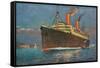 Ocean Liner Coming into Port-null-Framed Stretched Canvas